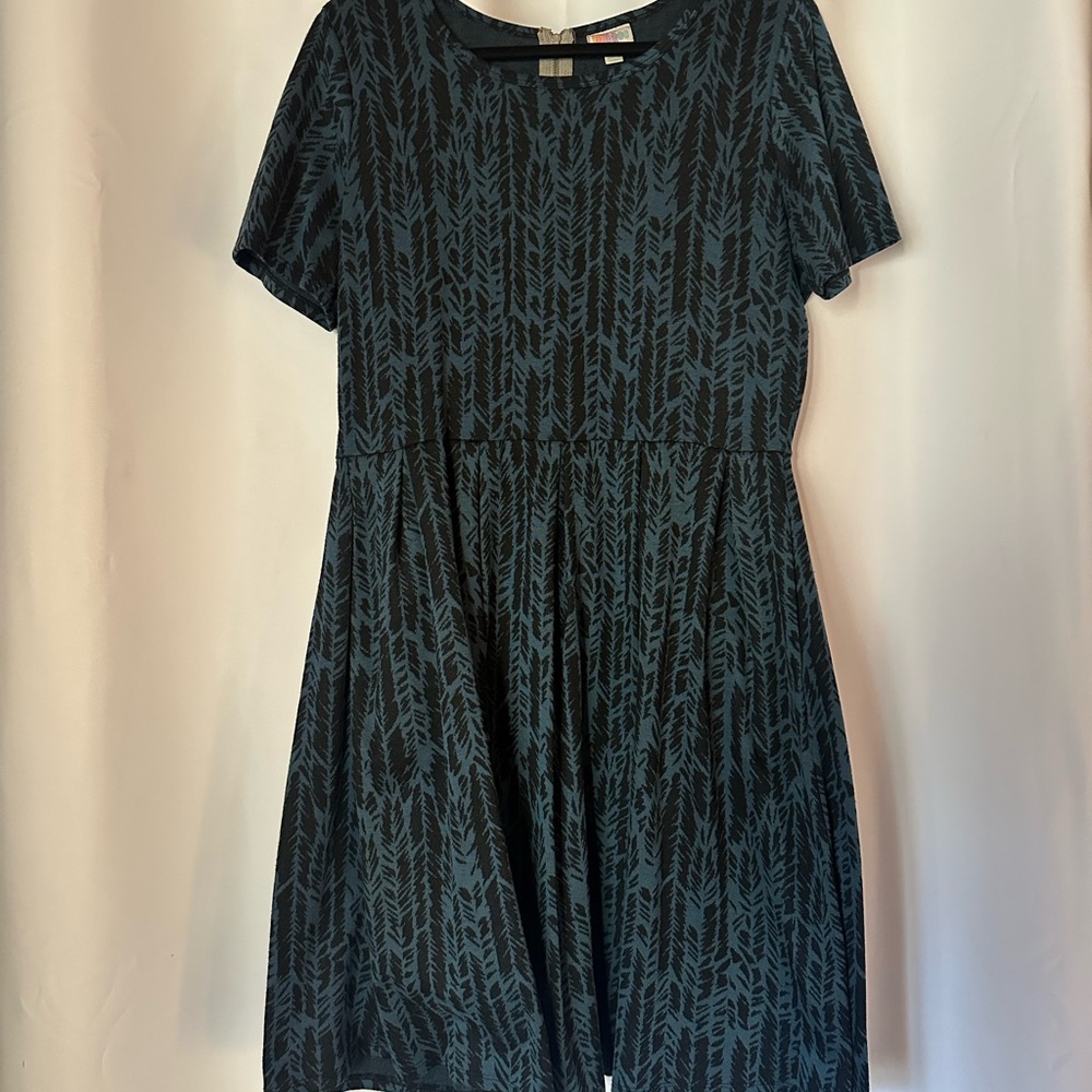 Lularoe Black and Teal Patterned Dress